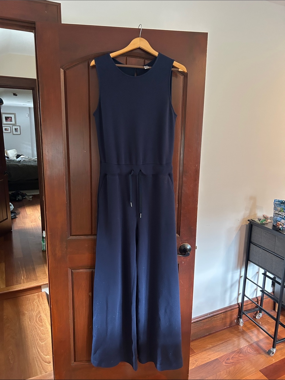 SPANX Navy Sleeveless Wide-Leg Jumpsuit with Drawstring Waist